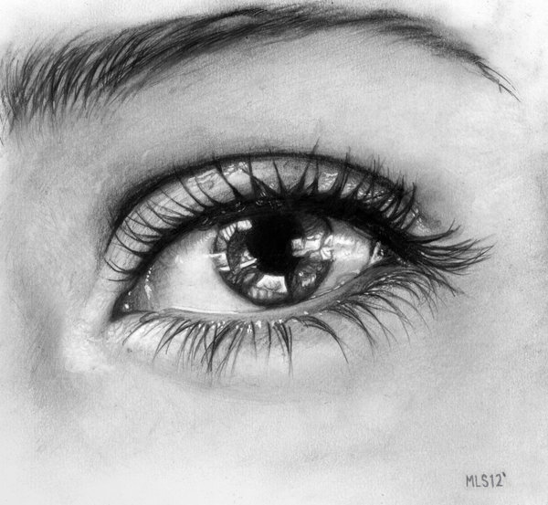 600x553 Beautiful And Realistic Pencil Drawings Of Eyes World Of Arts - Beautiful Eyes Drawing