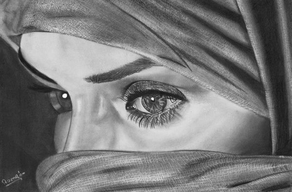 600x396 Pencil Drawing - Beautiful Eyes Drawing