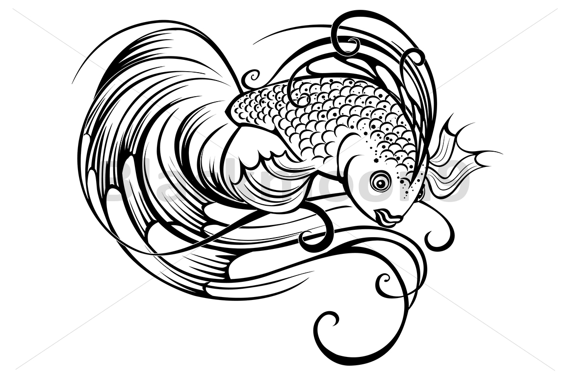 1160x772 Stylized Beautiful Fish - Beautiful Fish Drawing