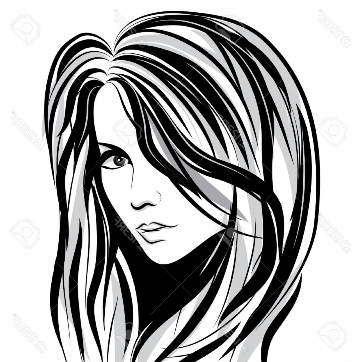 1228x1228 Black And White Girls Face Sketches Wallpapers Sketches - Beautiful Girl Face Drawing