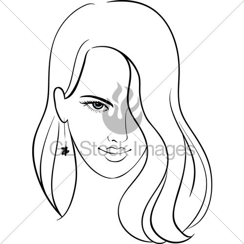 500x500 Girl Face With Beautiful Hair, Vector Sketch Gl Stock Images - Beautiful Girl Face Drawing