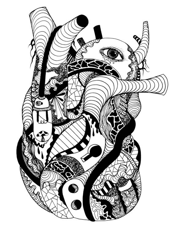 600x750 Human Heart Drawing - Beautiful Heart Drawings