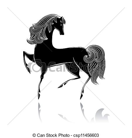 450x470 Stylized Black Beautiful Horse - Beautiful Horse Drawing