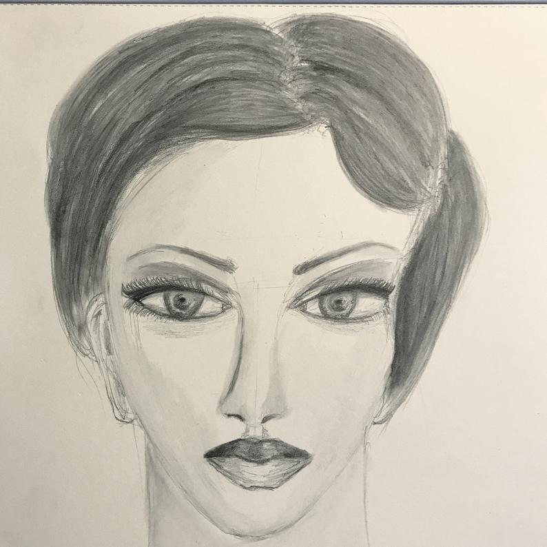 794x794 original pencil drawing on cartridge paper of a beautiful etsy - Beautiful Lady Drawing
