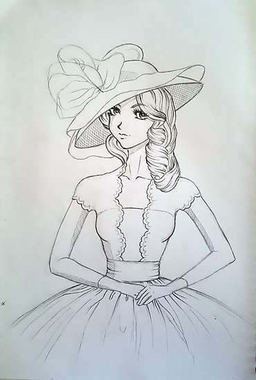 370x550 Beautiful Lady Victorian Era Posters - Beautiful Lady Drawing