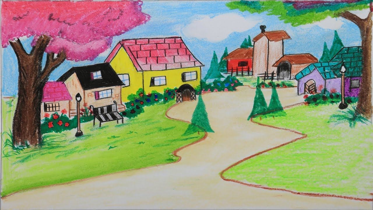 1280x720 How To Draw A Beautiful Landscape Step - Beautiful Landscape Drawing