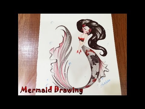 480x360 Beautiful Mermaid Drawing Using Staedtler Watercolor Pencils - Beautiful Mermaid Drawings