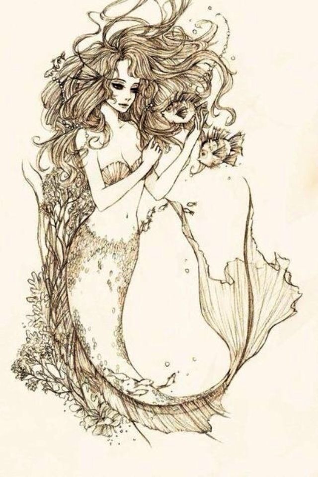 640x960 Beautiful Mermaid Sketch Would Make Awesome Tattoo Yes, Yes, Yes - Beautiful Mermaid Drawings