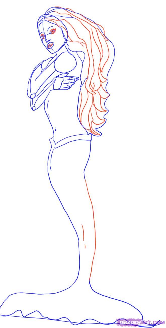 660x1306 How To Draw A Beautiful Mermaid, Step - Beautiful Mermaid Drawings