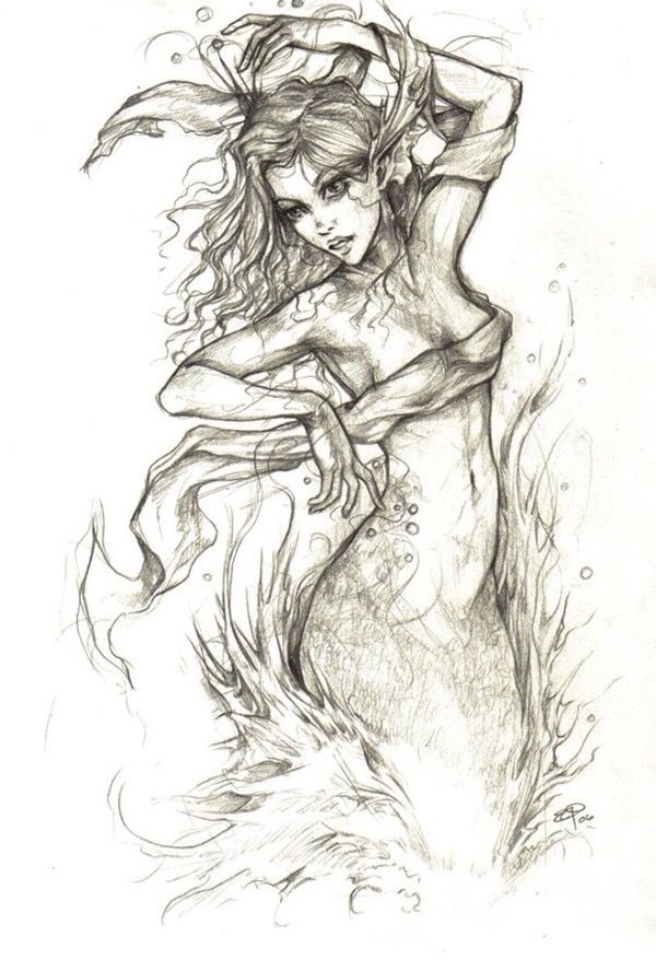 600x878 mermaid tattoo mermaids mermaid drawings, mermaid tattoos - Beautiful Mermaid Drawings
