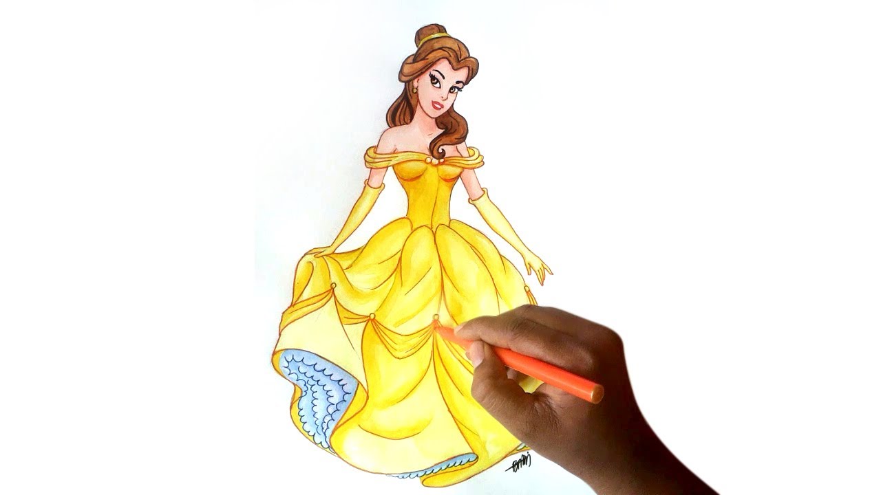 1280x720 How To Draw Belle From Beauty And The Beast - Beautiful Princess Drawing