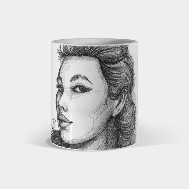650x650 Beautiful Woman Artist Pencil Sketch Mug - Beautiful Woman Drawing