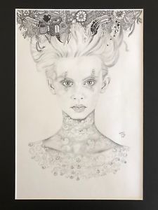 225x300 Beautiful Woman Portrait Drawing Portrait Art Signed Original Ink - Beautiful Woman Drawing