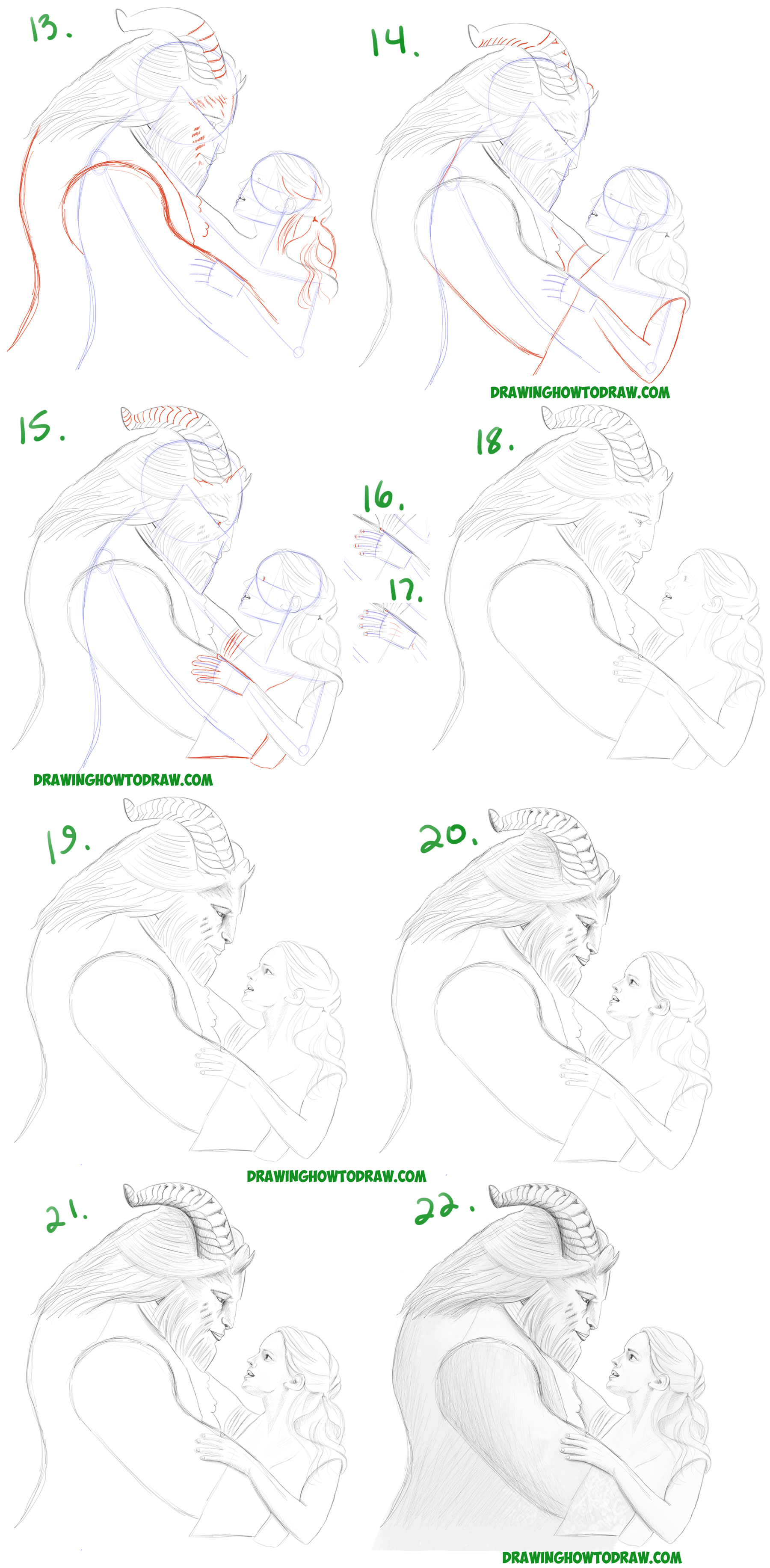 1800x3665 how to draw belle and beast from beauty and the beast with emma - Beauty And Beast Drawing