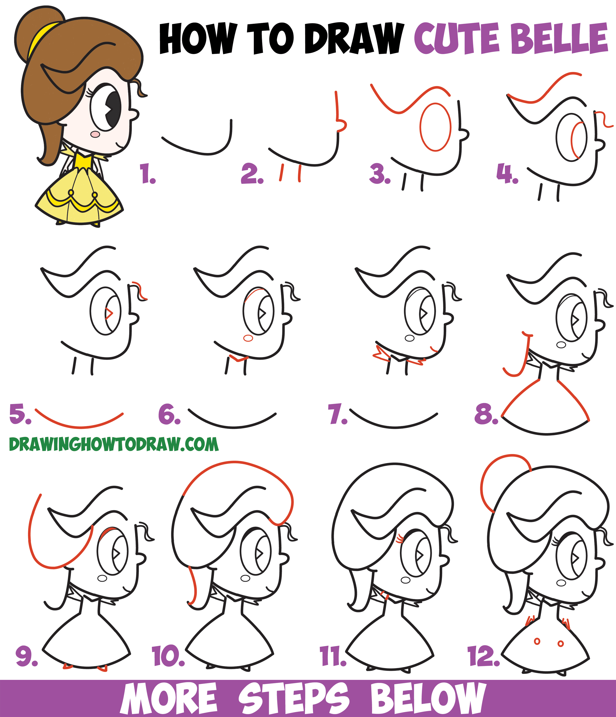 2500x2909 how to draw cute kawaii chibi belle from beauty and the beast easy - Beauty And Beast Drawing