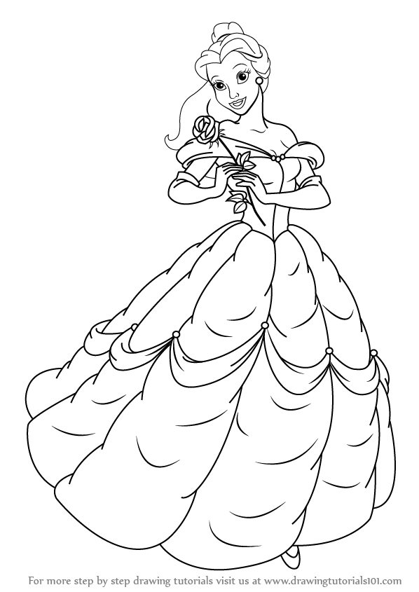 598x845 Learn How To Draw Belle From Beauty And The Beast - Beauty And Beast Drawing