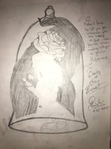 375x500 Beauty And The Beast Drawing - Beauty And The Beast Drawing