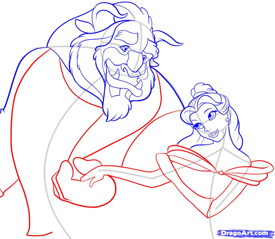 1122x977 How To Draw Beauty And The Beast, Step - Beauty And The Beast Drawing