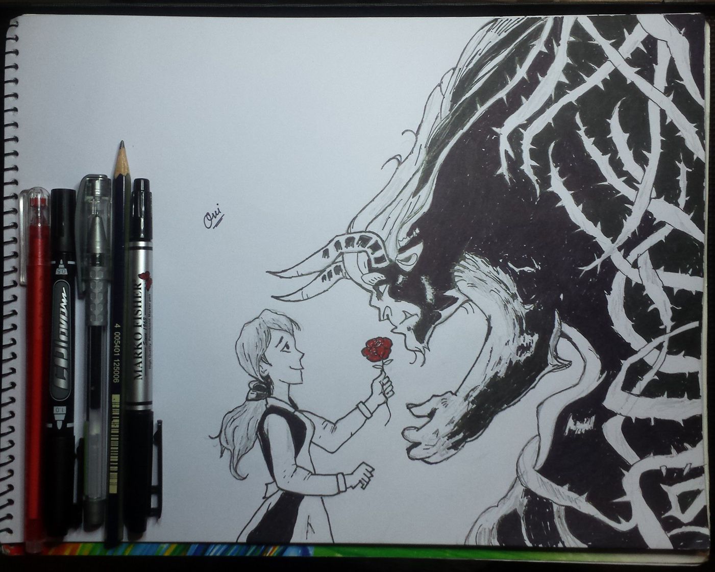 1401x1121 Beauty And The Beast Drawing Steemit - Beauty And The Beast Drawing