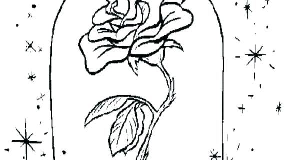 570x320 Beauty And The Beast Coloring Pages Free Printable Rose Drawing - Beauty And The Beast Rose Drawing