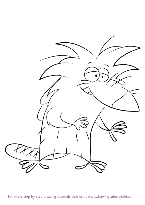 596x842 learn how to draw norbert beaver from the angry beavers - Beaver Drawing