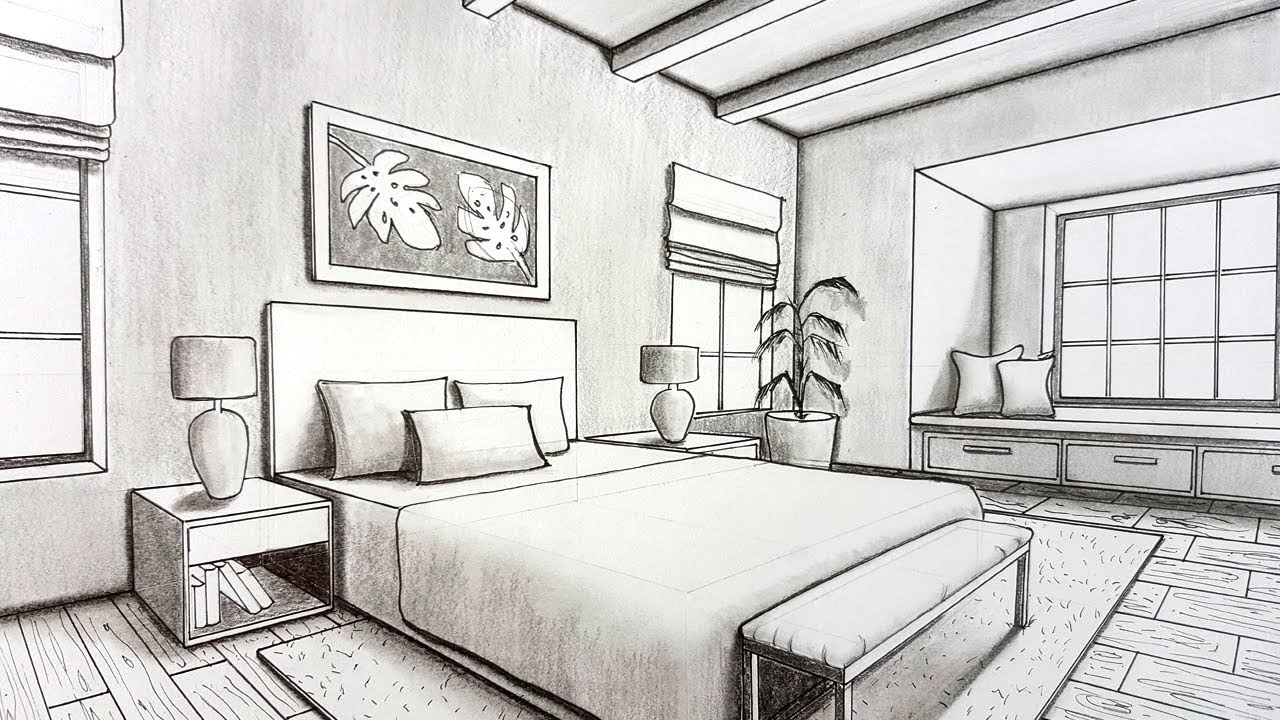 Bedroom Perspective Drawing at PaintingValley.com | Explore collection