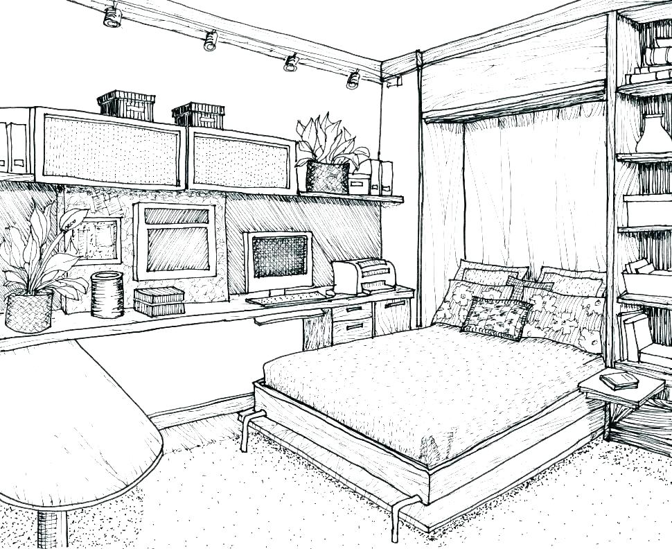 Bedroom Perspective Drawing 33 