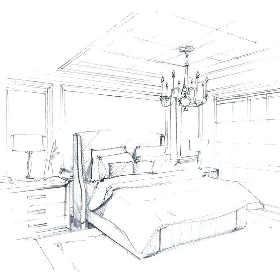 564x564 bedroom sketch architectural interior drawing bedroom sketch - Bedroom Perspective Drawing