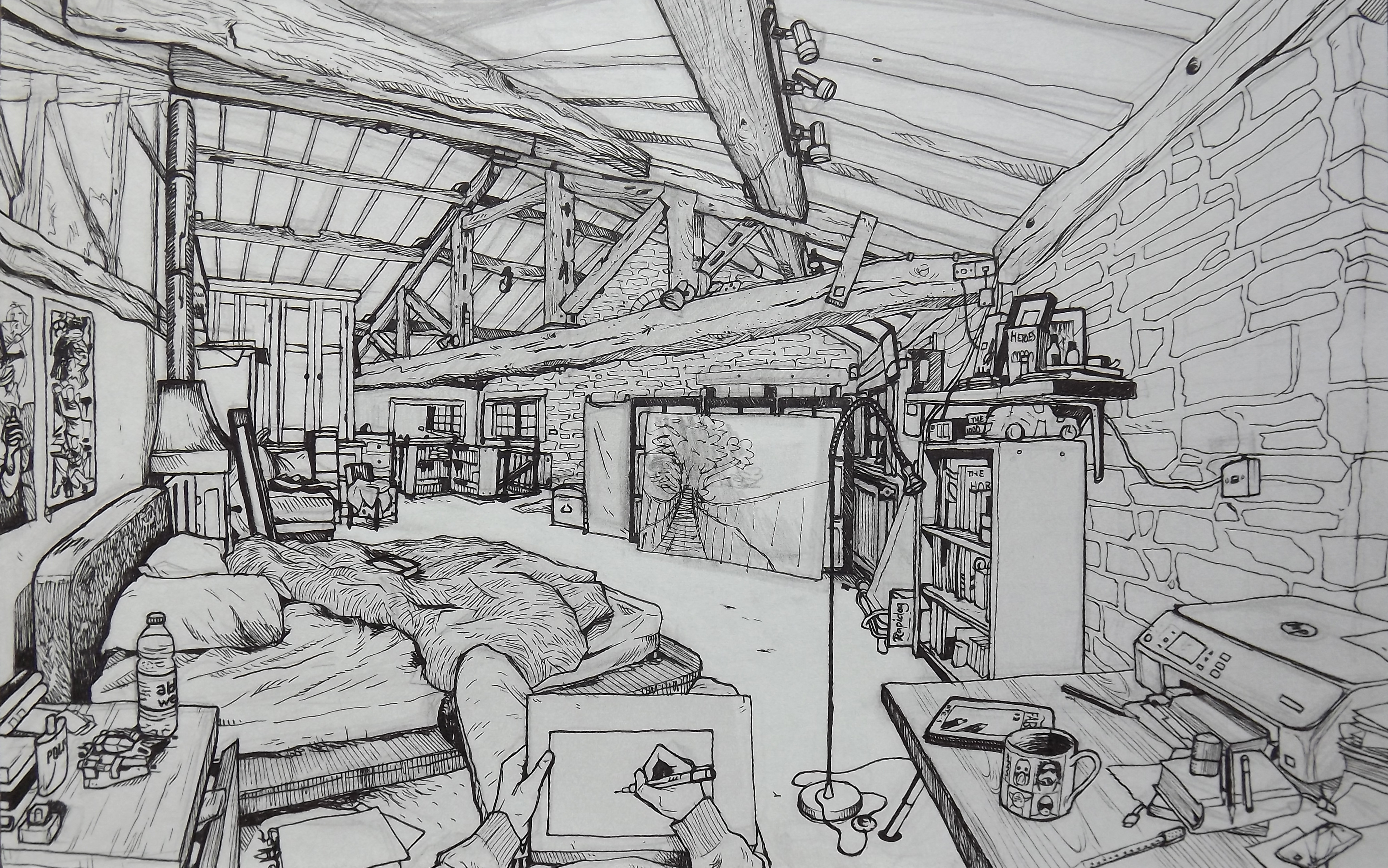 4113x2573 bedroom drawing from my perspective - Bedroom Perspective Drawing