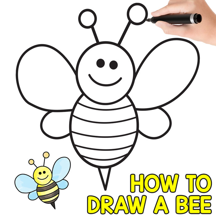 700x700 How To Draw A Bee - Bee Drawing