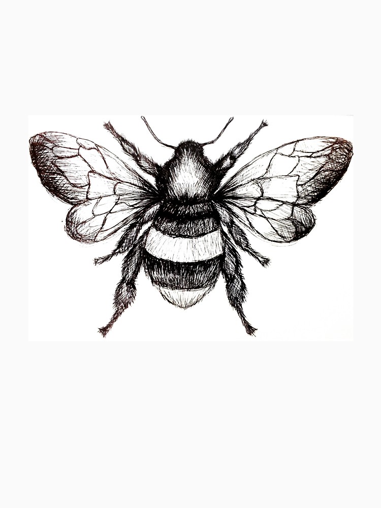750x1000 Black And White Bumble Bee Drawing T Shirt - Bee Drawing