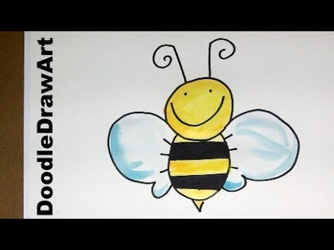 480x360 Drawing How To Draw An Easy Cartoon Bee - Bee Drawing Cartoon