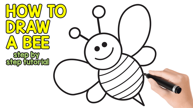 640x360 How To Draw A Bee - Bee Drawing Cartoon
