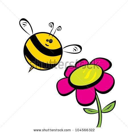 450x470 Bee And Flower Drawing - Bee On Flower Drawing