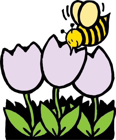 492x594 Bee And Flowers Clip Art Free Vector In Open Office Drawing - Bee On Flower Drawing
