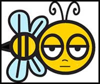 200x168 How To Draw Cartoon Bees Realistic Bees Drawing Tutorials - Bee Simple Drawing