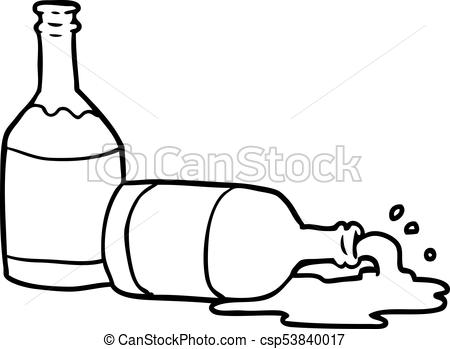 450x349 line drawing of a beer bottles with spilled beer - Beer Bottle Drawing