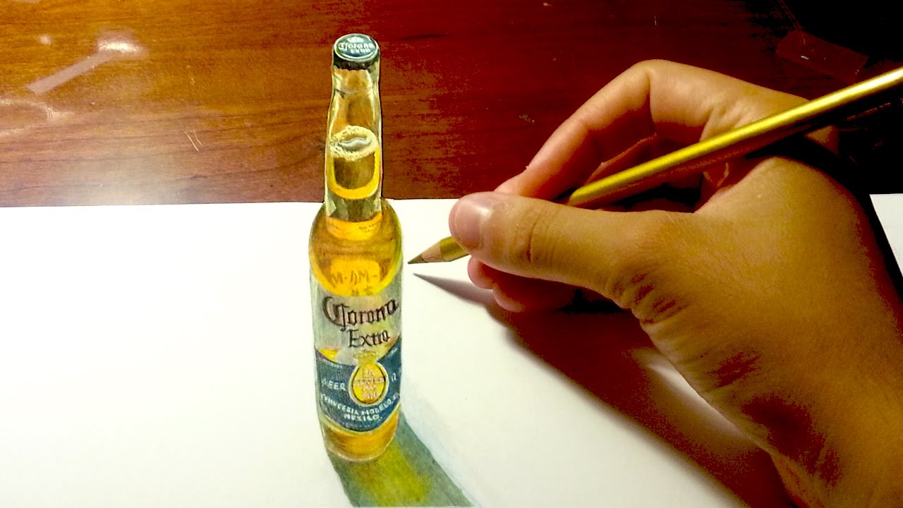1280x720 amazing anamorphic drawing illusion - Beer Bottle Drawing