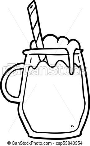 290x470 line drawing of a glass of root beer with straw - Beer Drawing