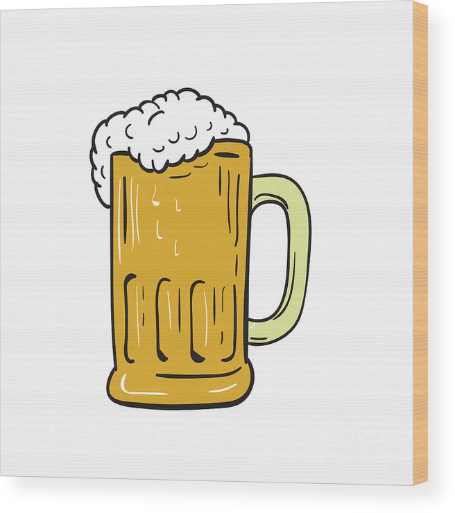 656x740 beer mug drawing wood print - Beer Glass Drawing