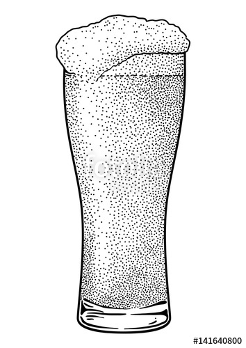 354x500 Beer Glass Illustration, Drawing, Engraving, Ink, Line Art, Vector - Beer Glass Drawing