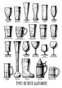 212x300 Types Of Beer Glassware Drawing - Beer Glass Drawing