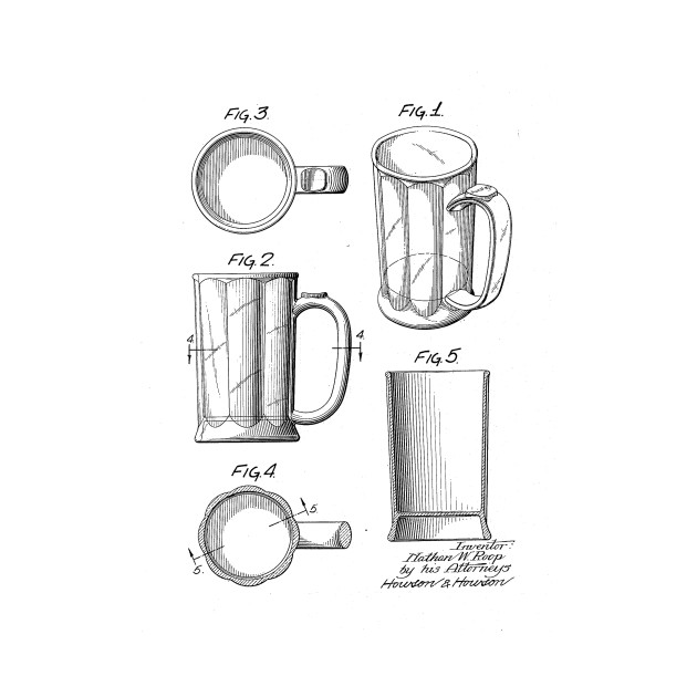 630x630 Beer Glass Vintage Patent Drawing - Beer Glass Drawing