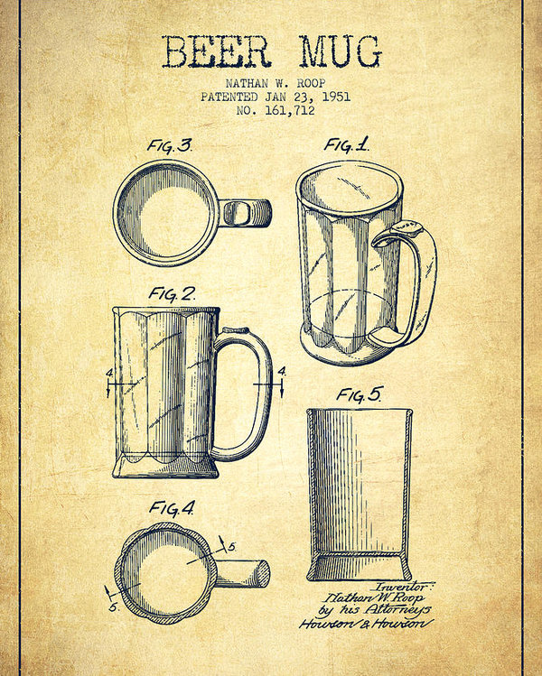 600x749 beer mug patent drawing - Beer Mug Drawing