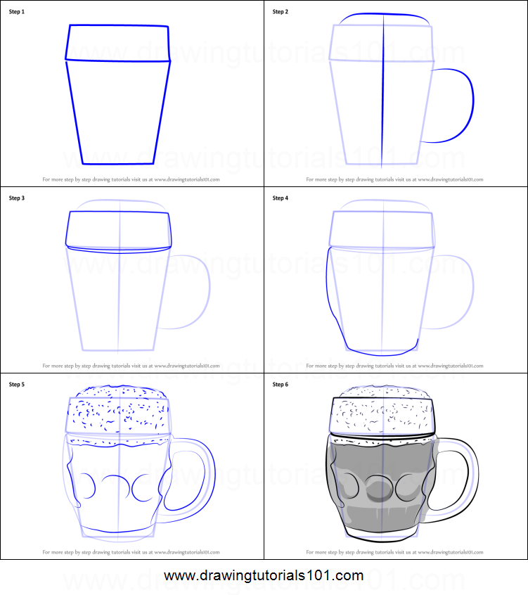 751x846 how to draw beer mug printable step - Beer Mug Drawing