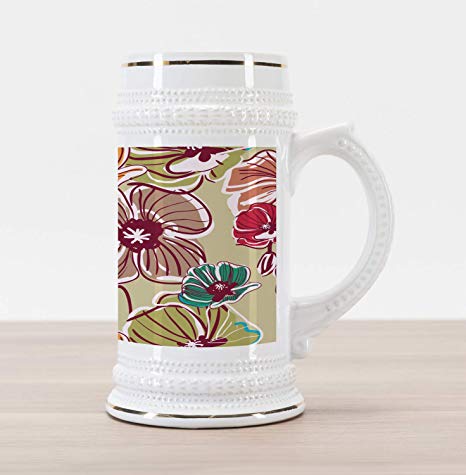 466x475 ambesonne earth tones beer stein mug, flourishing - Beer Mug Drawing