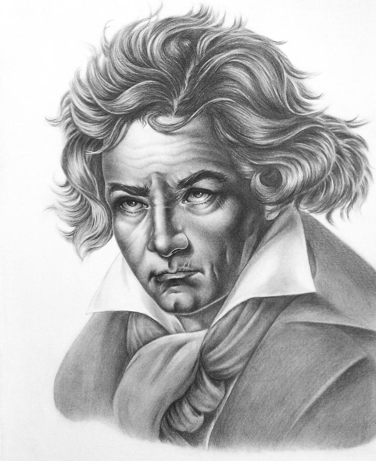734x900 Beethoven Drawing - Beethoven Drawing