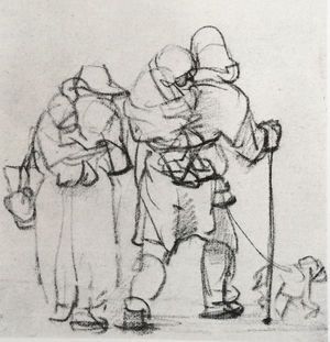 300x311 beggar family with dog - Beggar Drawing