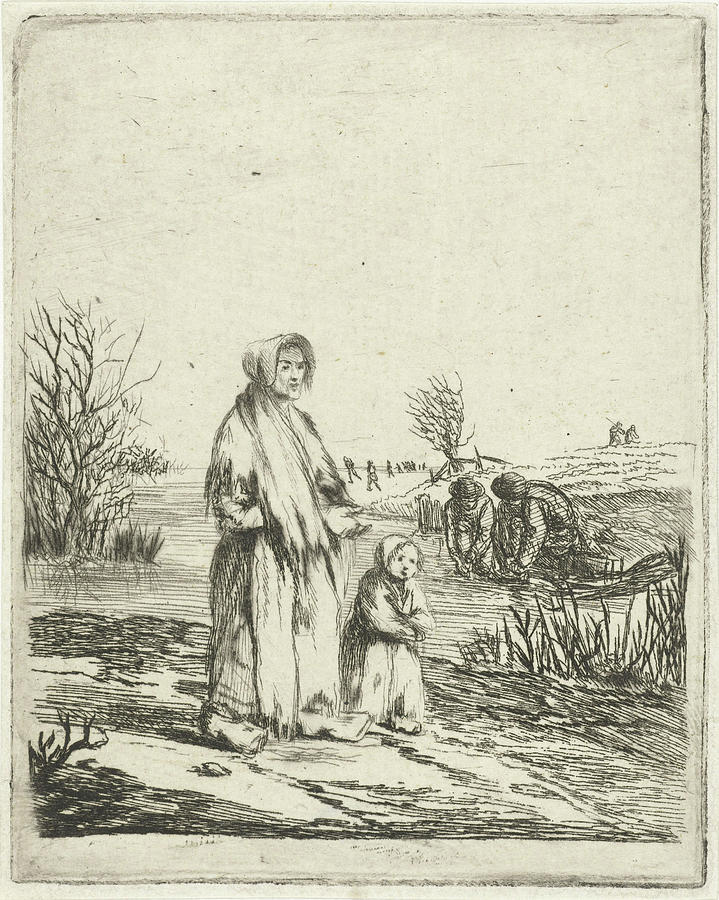 719x900 beggar star with child in a ditch, louis bernard coclers drawing - Beggar Drawing