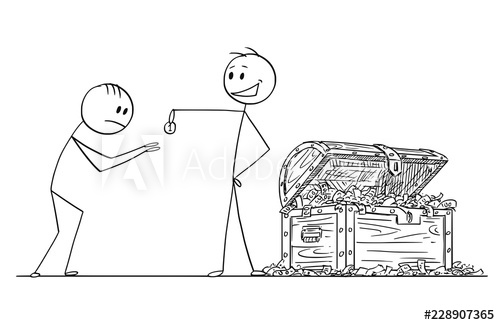 500x325 cartoon stick drawing conceptual illustration of haughty - Beggar Drawing